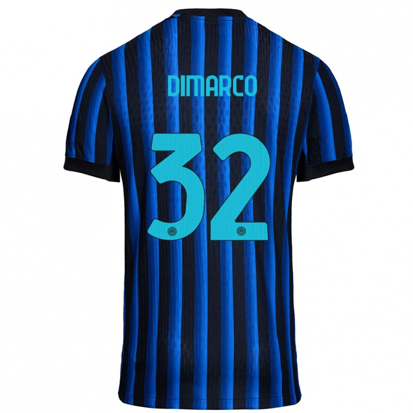 Danxen Homem Camisola Federico Dimarco #32 Preto Azul Principal 2025/26 Camisa Brasil