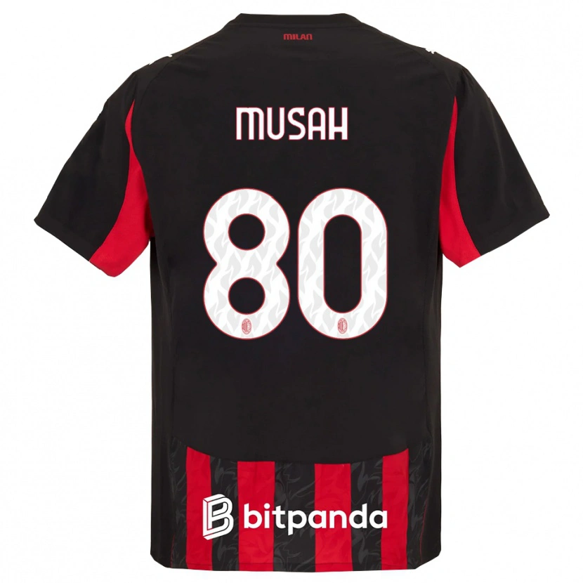 Danxen Homem Camisola Yunus Musah #80 Vermelho Preto Principal 2025/26 Camisa Brasil