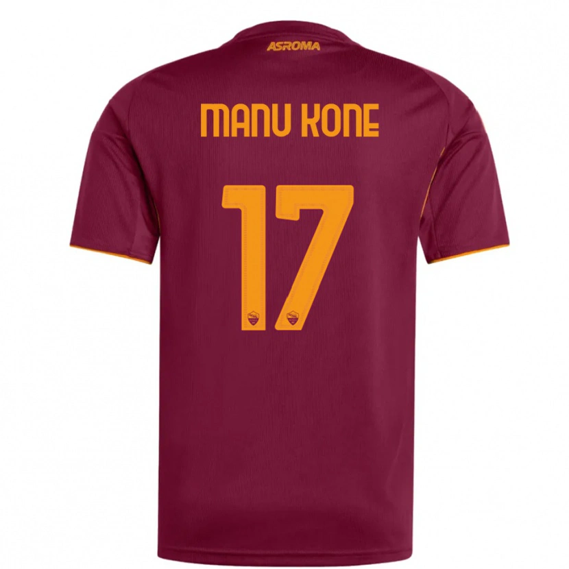 Danxen Homem Camisola Manu Koné #17 Borgonha Laranja Principal 2025/26 Camisa Brasil