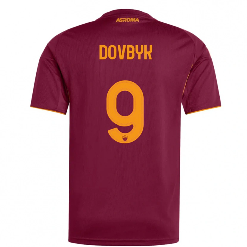 Danxen Homem Camisola Artem Dovbyk #9 Borgonha Laranja Principal 2025/26 Camisa Brasil