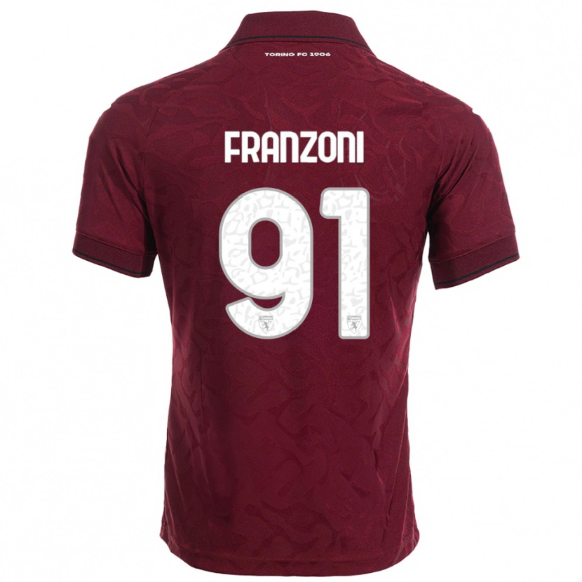 Danxen Homem Camisola Nicolò Franzoni #91 Borgonha Branco Principal 2025/26 Camisa Brasil