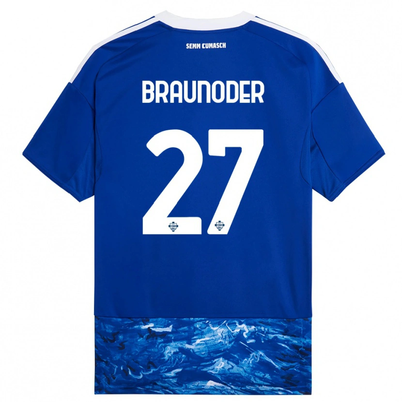 Danxen Homem Camisola Matthias Braunöder #27 Azul Branco Principal 2025/26 Camisa Brasil