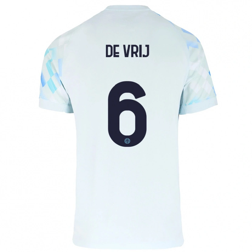 Danxen Homem Camisola Stefan De Vrij #6 Branco Azul Alternativa 2025/26 Camisa Brasil