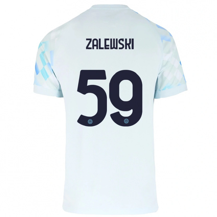 Danxen Homem Camisola Nicola Zalewski #59 Branco Azul Alternativa 2025/26 Camisa Brasil
