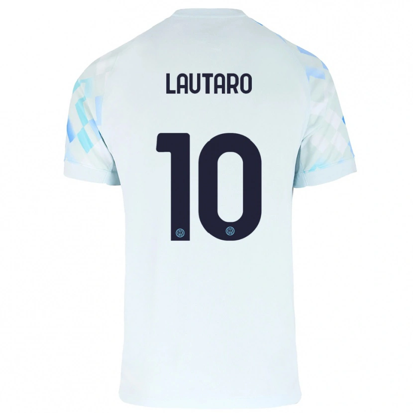 Danxen Homem Camisola Lautaro Martínez #10 Branco Azul Alternativa 2025/26 Camisa Brasil