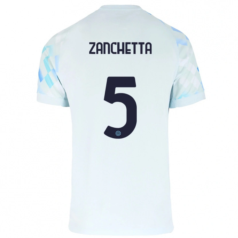 Danxen Homem Camisola Mattia Zanchetta #5 Branco Azul Alternativa 2025/26 Camisa Brasil