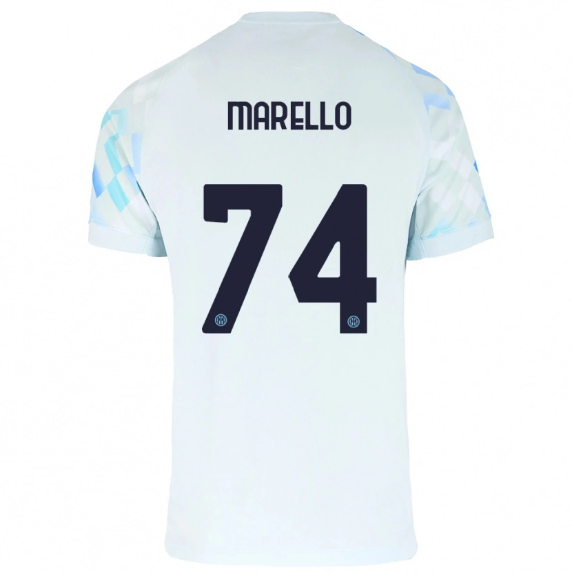 Danxen Homem Camisola Mattia Marello #74 Branco Azul Alternativa 2025/26 Camisa Brasil