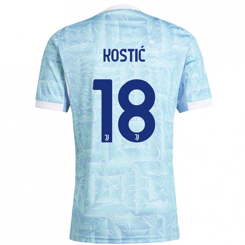 Danxen Homem Camisola Filip Kostić #18 Azul Celeste Amarelo Alternativa 2025/26 Camisa Brasil