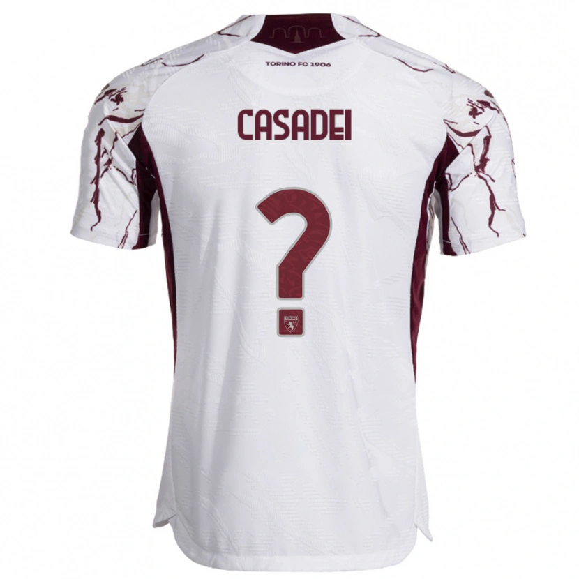 Danxen Homem Camisola Edoardo Casadei #0 Branco Borgonha Alternativa 2025/26 Camisa Brasil