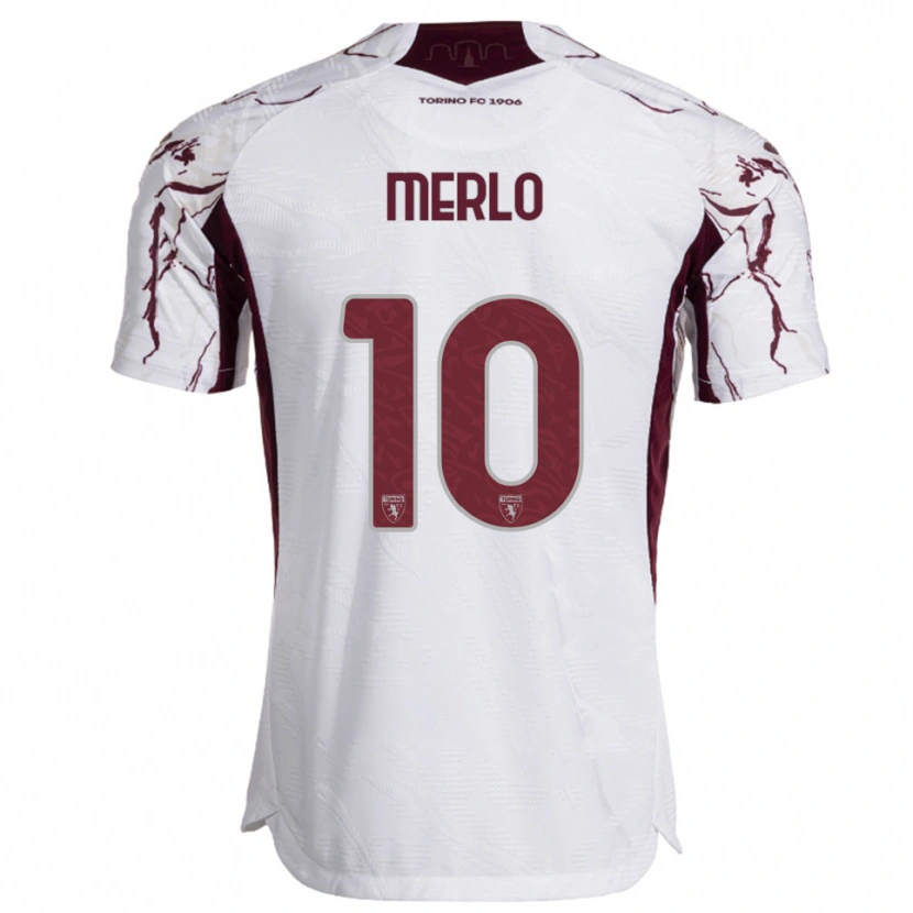Danxen Homem Camisola Mattia Merlo #10 Branco Borgonha Alternativa 2025/26 Camisa Brasil
