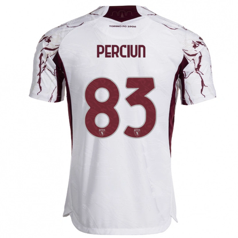 Danxen Homem Camisola Sergiu Perciun #83 Branco Borgonha Alternativa 2025/26 Camisa Brasil