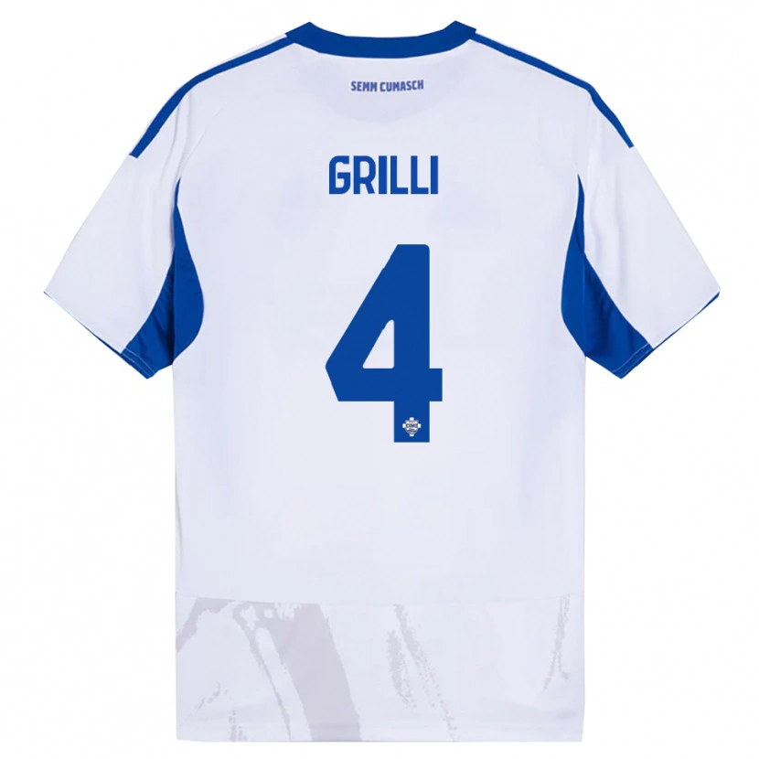 Danxen Homem Camisola Federico Grilli #4 Branco Azul Alternativa 2025/26 Camisa Brasil