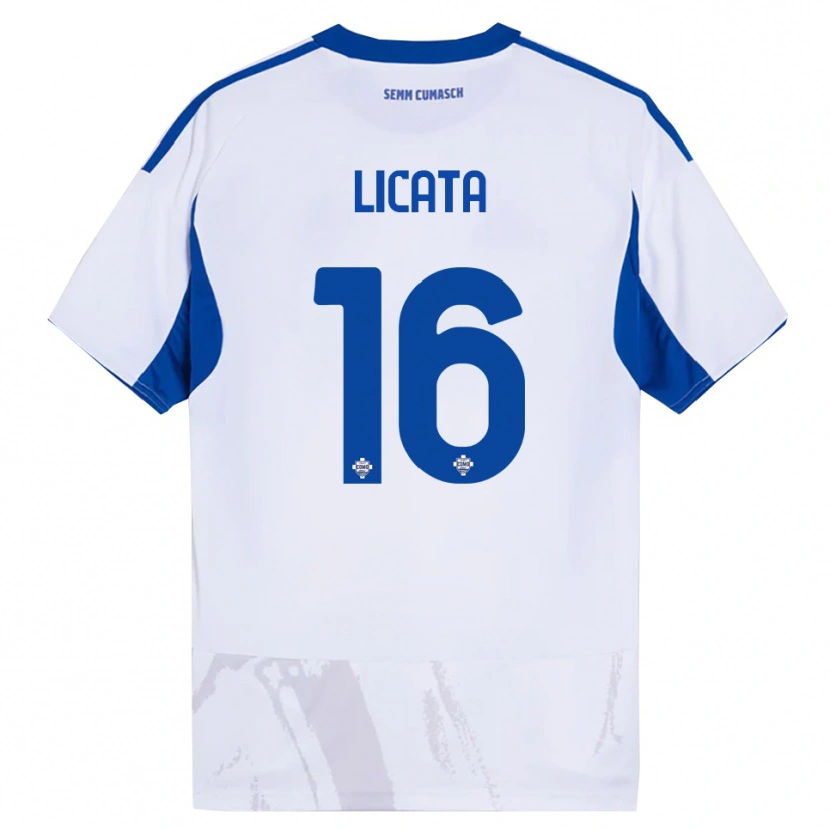 Danxen Homem Camisola Alessandro Licata #16 Branco Azul Alternativa 2025/26 Camisa Brasil