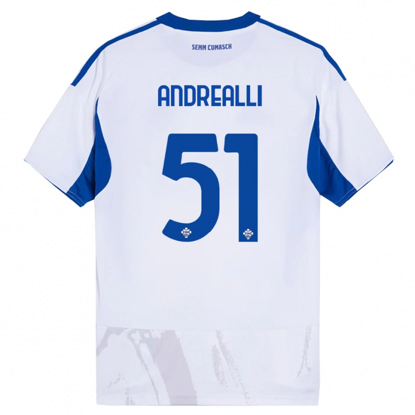 Danxen Homem Camisola Francesco Andrealli #51 Branco Azul Alternativa 2025/26 Camisa Brasil