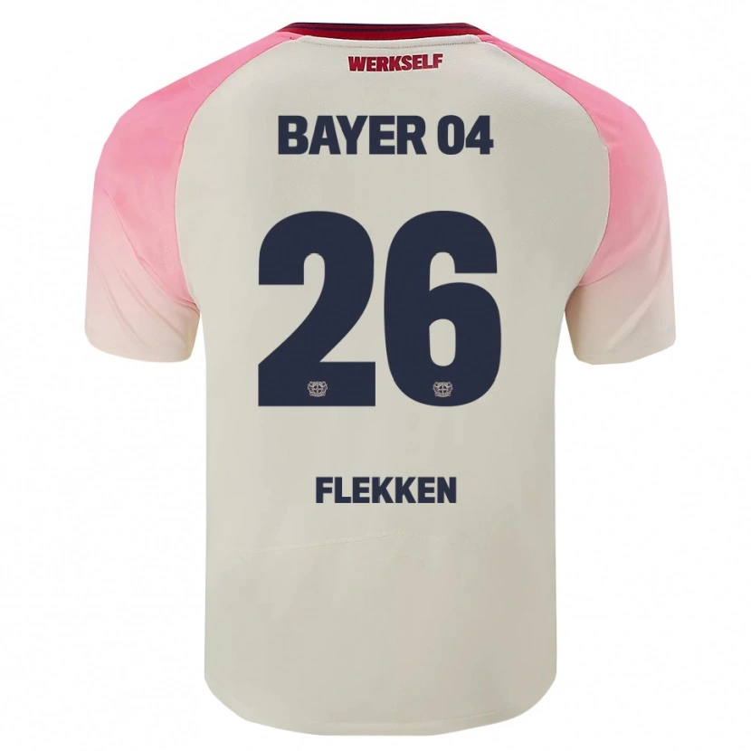 Danxen Homem Camisola Mark Flekken #26 Rosa Branco Sujo Alternativa 2025/26 Camisa Brasil