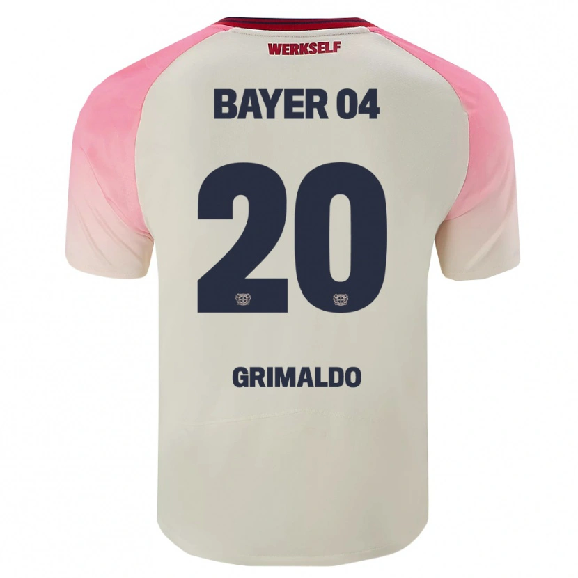 Danxen Homem Camisola Alejandro Grimaldo #20 Rosa Branco Sujo Alternativa 2025/26 Camisa Brasil
