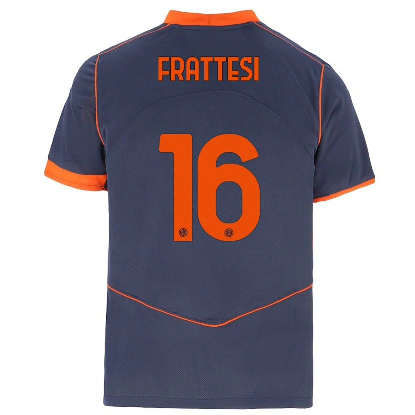 Danxen Homem Camisola Davide Frattesi #16 Cinza Laranja Terceiro 2025/26 Camisa Brasil