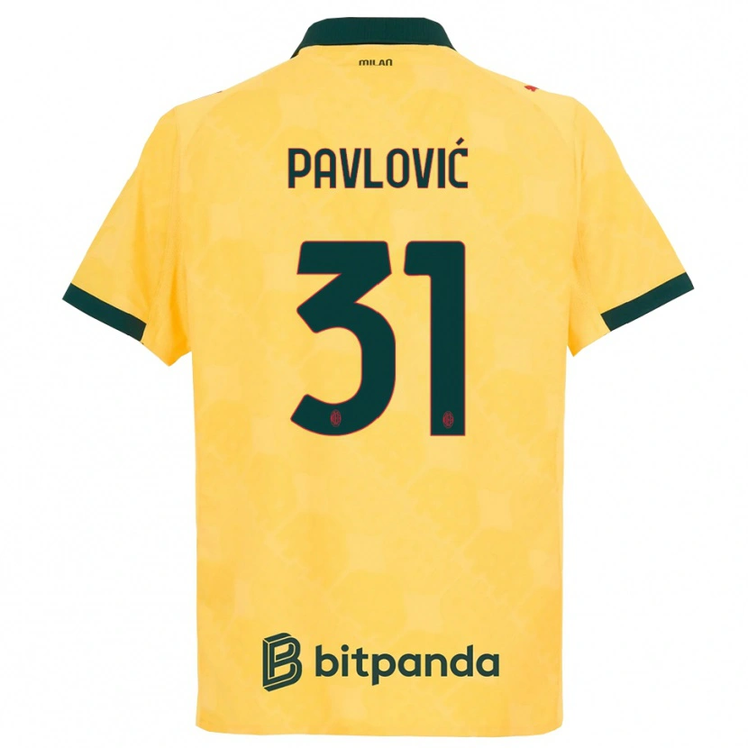 Danxen Homem Camisola Strahinja Pavlović #31 Amarelo Preto Terceiro 2025/26 Camisa Brasil