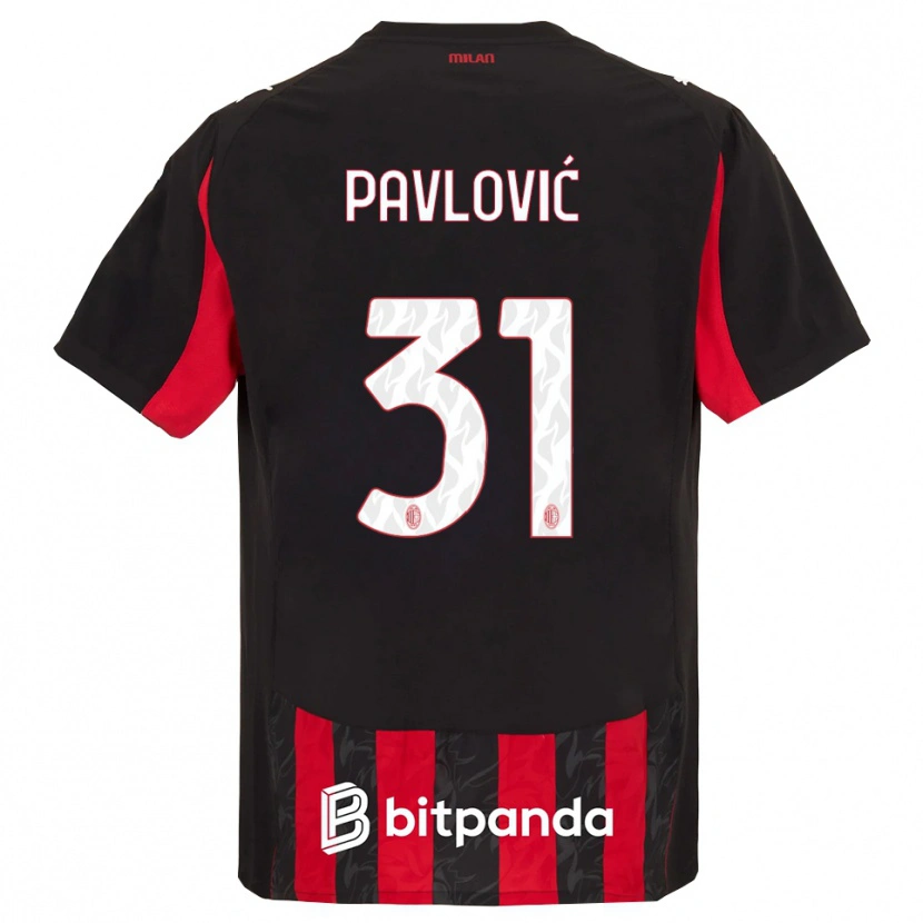 Danxen Mulher Camisola Strahinja Pavlović #31 Vermelho Preto Principal 2025/26 Camisa Brasil