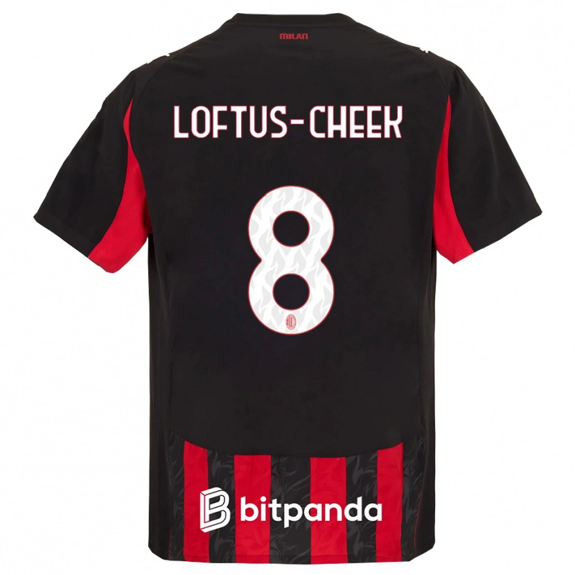Danxen Mulher Camisola Ruben Loftus-Cheek #8 Vermelho Preto Principal 2025/26 Camisa Brasil