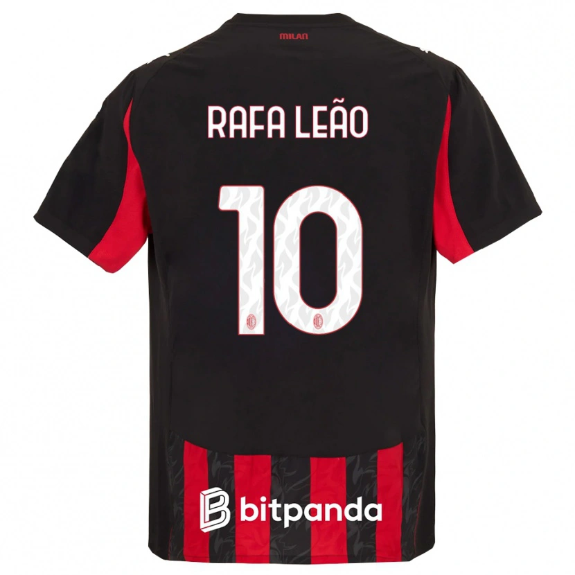 Danxen Mulher Camisola Rafael Leão #10 Vermelho Preto Principal 2025/26 Camisa Brasil