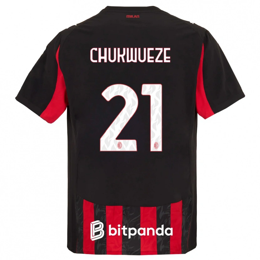 Danxen Mulher Camisola Samuel Chukwueze #21 Vermelho Preto Principal 2025/26 Camisa Brasil
