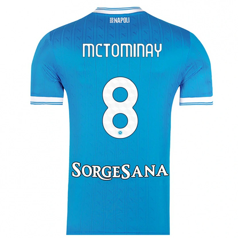 Danxen Mulher Camisola Scott Mctominay #8 Azul Celeste Branco Principal 2025/26 Camisa Brasil