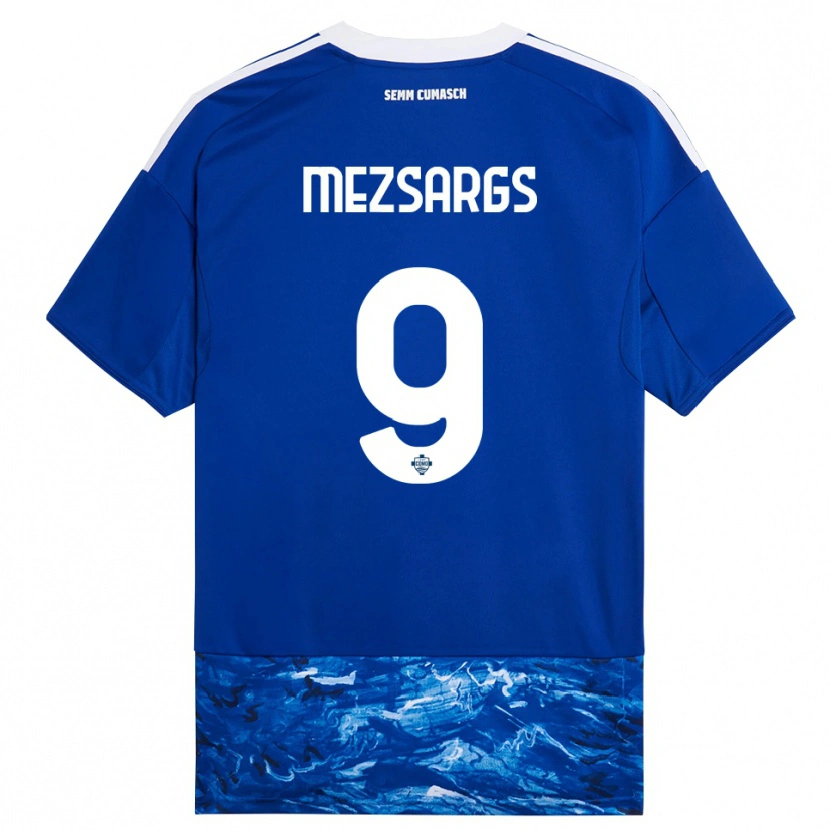 Danxen Mulher Camisola Kristians Mezsargs #9 Azul Branco Principal 2025/26 Camisa Brasil
