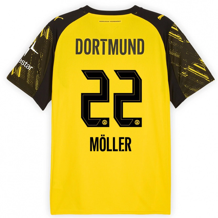 Danxen Mulher Camisola Paul Möller #22 Amarelo Preto Principal 2025/26 Camisa Brasil