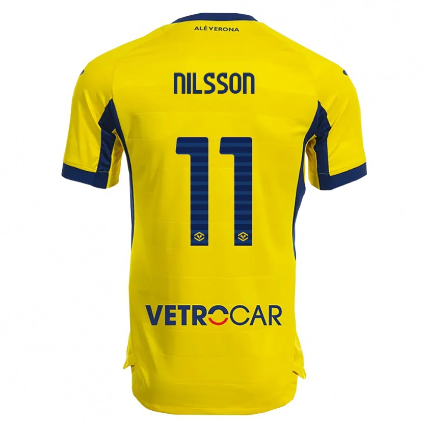 Danxen Mulher Camisola Sara Nilsson #11 Amarelo Marinho Alternativa 2025/26 Camisa Brasil