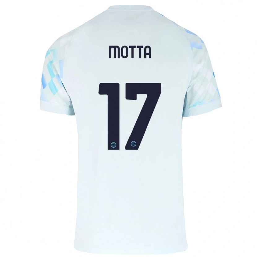 Danxen Mulher Camisola Matteo Motta #17 Branco Azul Alternativa 2025/26 Camisa Brasil