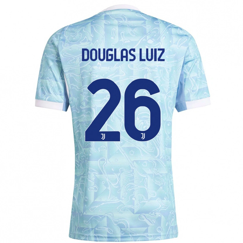 Danxen Mulher Camisola Douglas Luiz #26 Azul Celeste Amarelo Alternativa 2025/26 Camisa Brasil