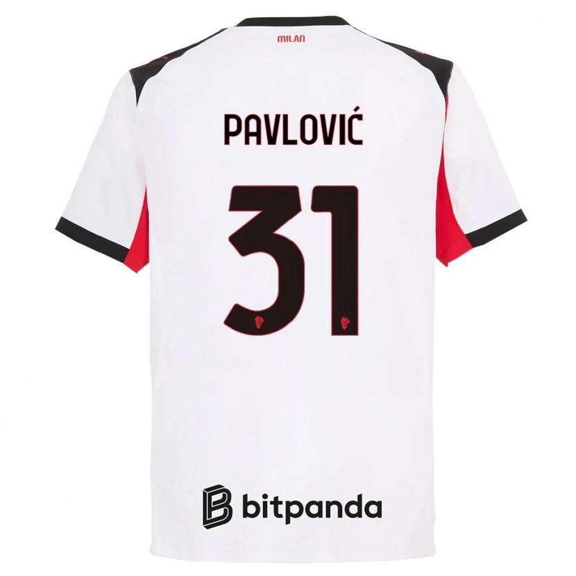 Danxen Mulher Camisola Strahinja Pavlović #31 Branco Preto Alternativa 2025/26 Camisa Brasil
