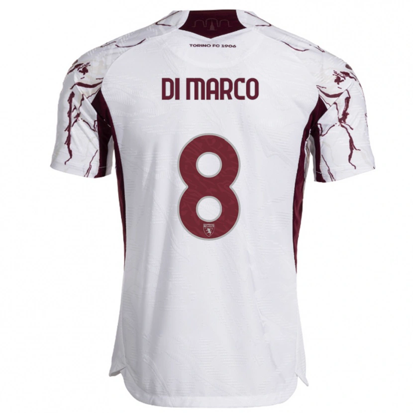 Danxen Mulher Camisola Tommaso Di Marco #8 Branco Borgonha Alternativa 2025/26 Camisa Brasil