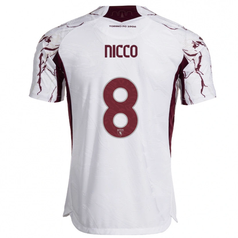 Danxen Mulher Camisola Giada Nicco #8 Branco Borgonha Alternativa 2025/26 Camisa Brasil
