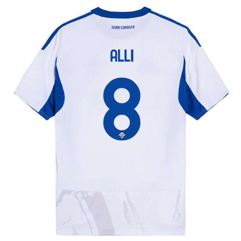 Danxen Mulher Camisola Dele Alli #8 Branco Azul Alternativa 2025/26 Camisa Brasil