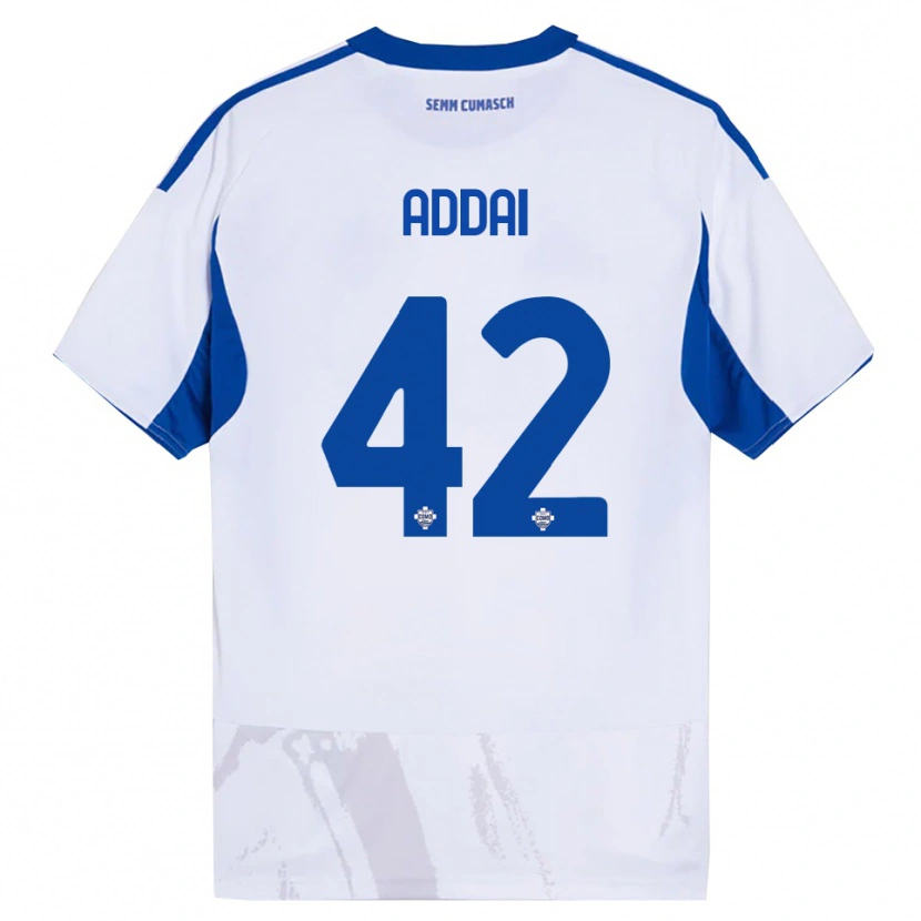 Danxen Mulher Camisola Jayden Addai #42 Branco Azul Alternativa 2025/26 Camisa Brasil