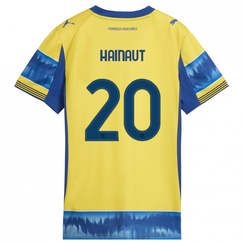 Danxen Mulher Camisola Antoine Hainaut #20 Amarelo Azul Alternativa 2025/26 Camisa Brasil