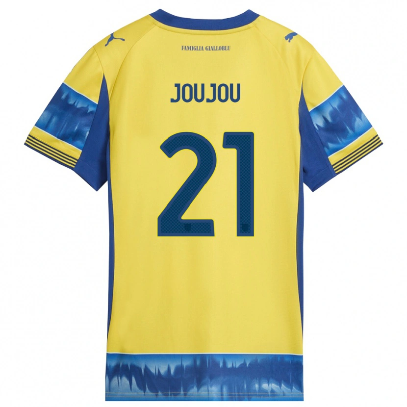 Danxen Mulher Camisola Antoine Joujou #21 Amarelo Azul Alternativa 2025/26 Camisa Brasil