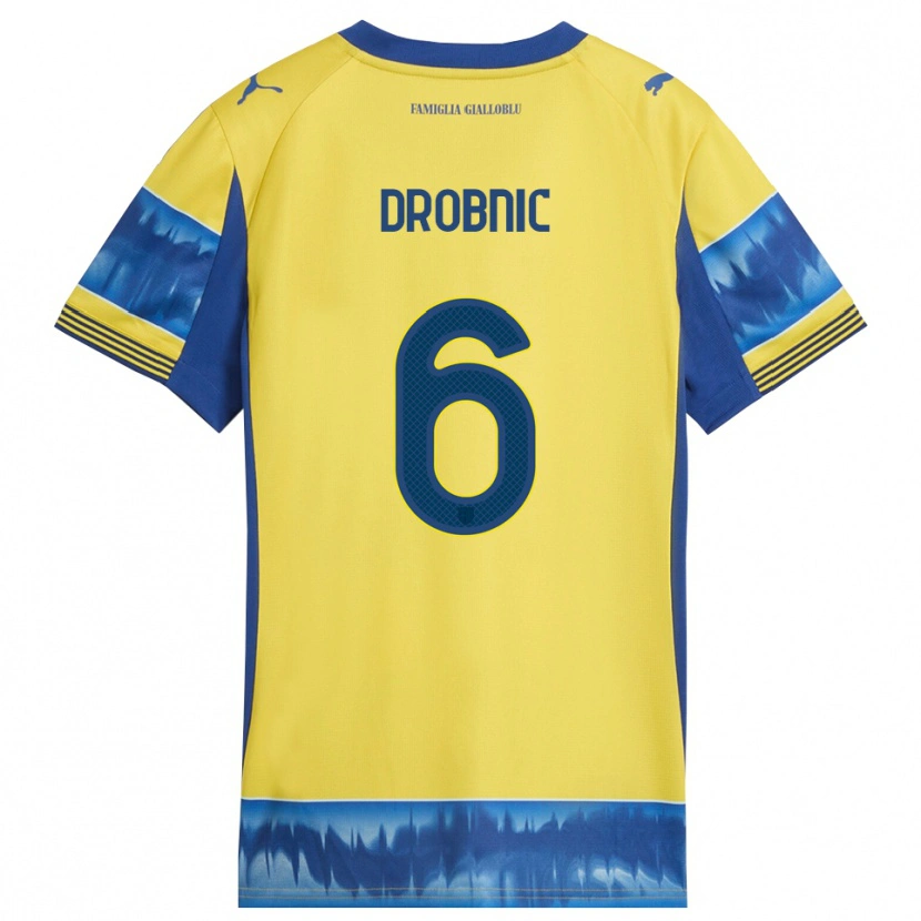 Danxen Mulher Camisola Dominik Drobnic #6 Amarelo Azul Alternativa 2025/26 Camisa Brasil