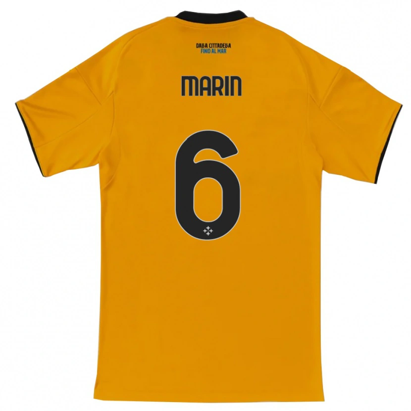 Danxen Mulher Camisola Marius Marin #6 Laranja Azul Alternativa 2025/26 Camisa Brasil
