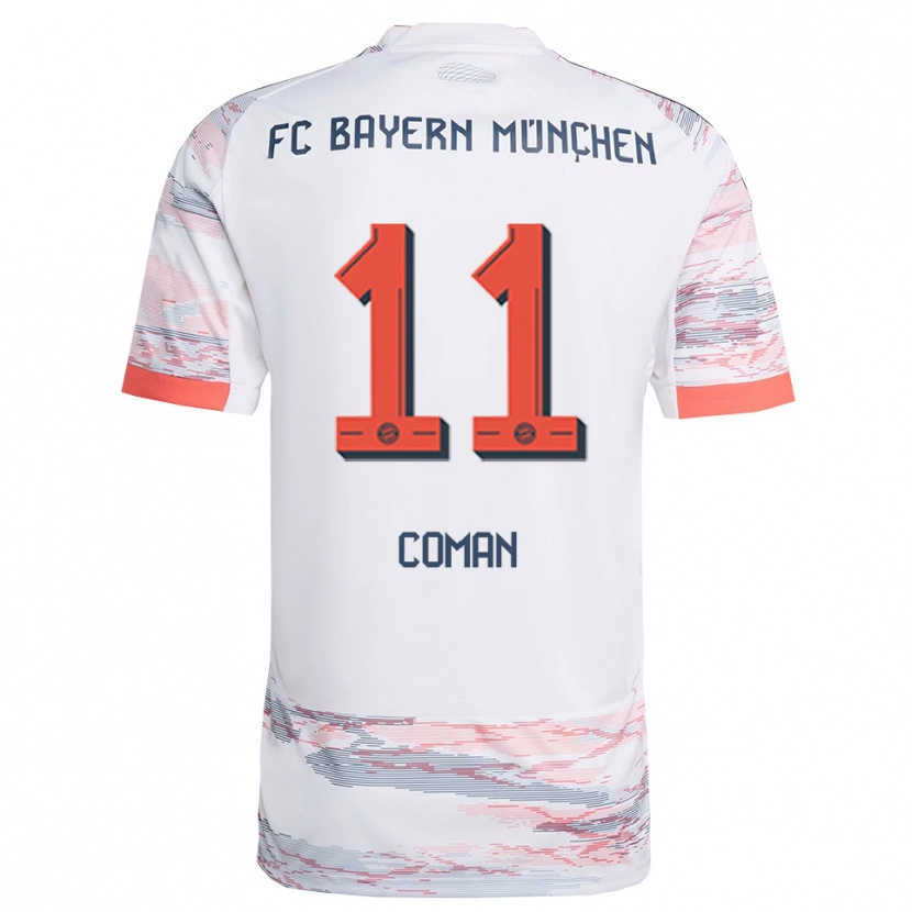 Danxen Mulher Camisola Kingsley Coman #11 Branco Cinza Alternativa 2025/26 Camisa Brasil