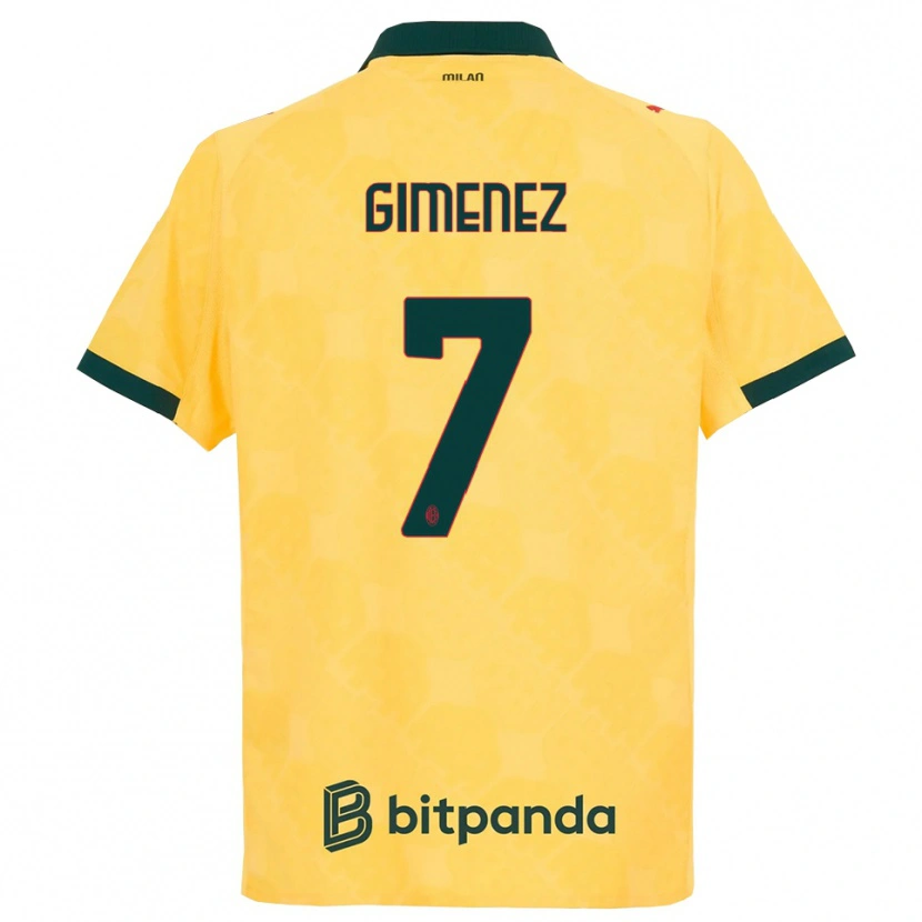 Danxen Mulher Camisola Santiago Gimenez #7 Amarelo Preto Terceiro 2025/26 Camisa Brasil