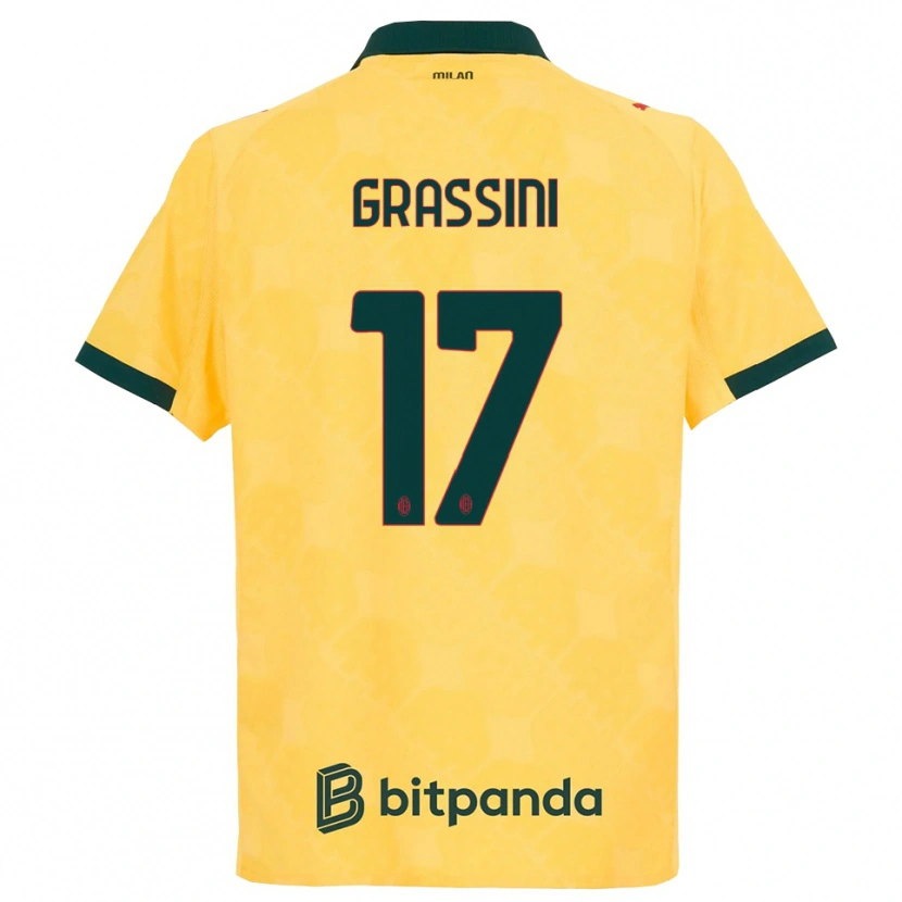 Danxen Mulher Camisola Riccardo Grassini #17 Amarelo Preto Terceiro 2025/26 Camisa Brasil