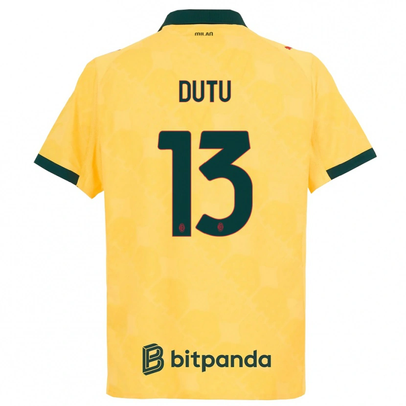 Danxen Mulher Camisola Matteo Duțu #13 Amarelo Preto Terceiro 2025/26 Camisa Brasil