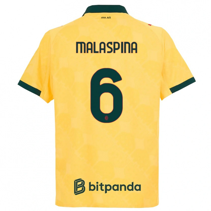 Danxen Mulher Camisola Mattia Malaspina #6 Amarelo Preto Terceiro 2025/26 Camisa Brasil