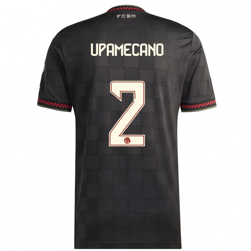 Danxen Mulher Camisola Dayot Upamecano #2 Preto Branco Terceiro 2025/26 Camisa Brasil