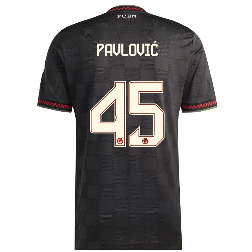 Danxen Mulher Camisola Aleksandar Pavlovic #45 Preto Branco Terceiro 2025/26 Camisa Brasil