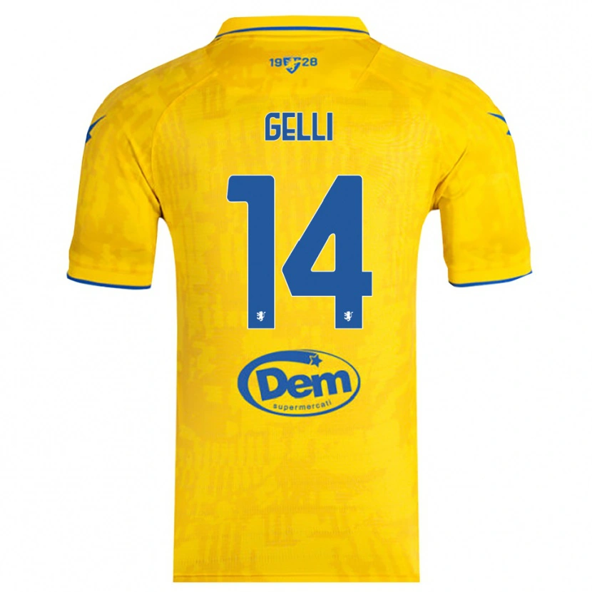 Danxen Criança Camisola Francesco Gelli #14 Amarelo Azul Principal 2025/26 Camisa Brasil