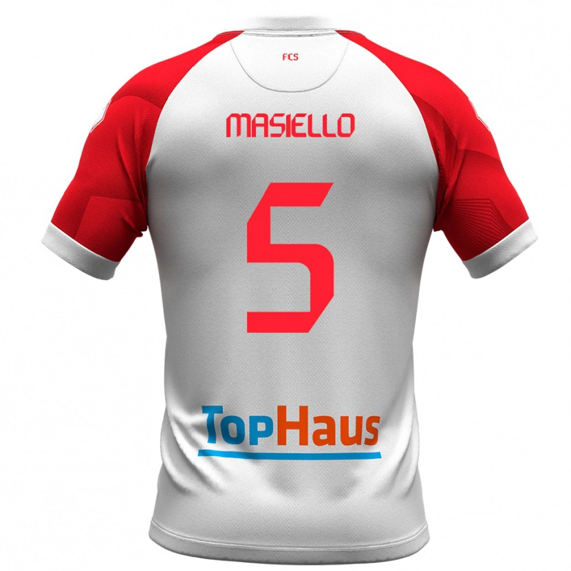 Danxen Criança Camisola Andrea Masiello #5 Branco Vermelho Principal 2025/26 Camisa Brasil